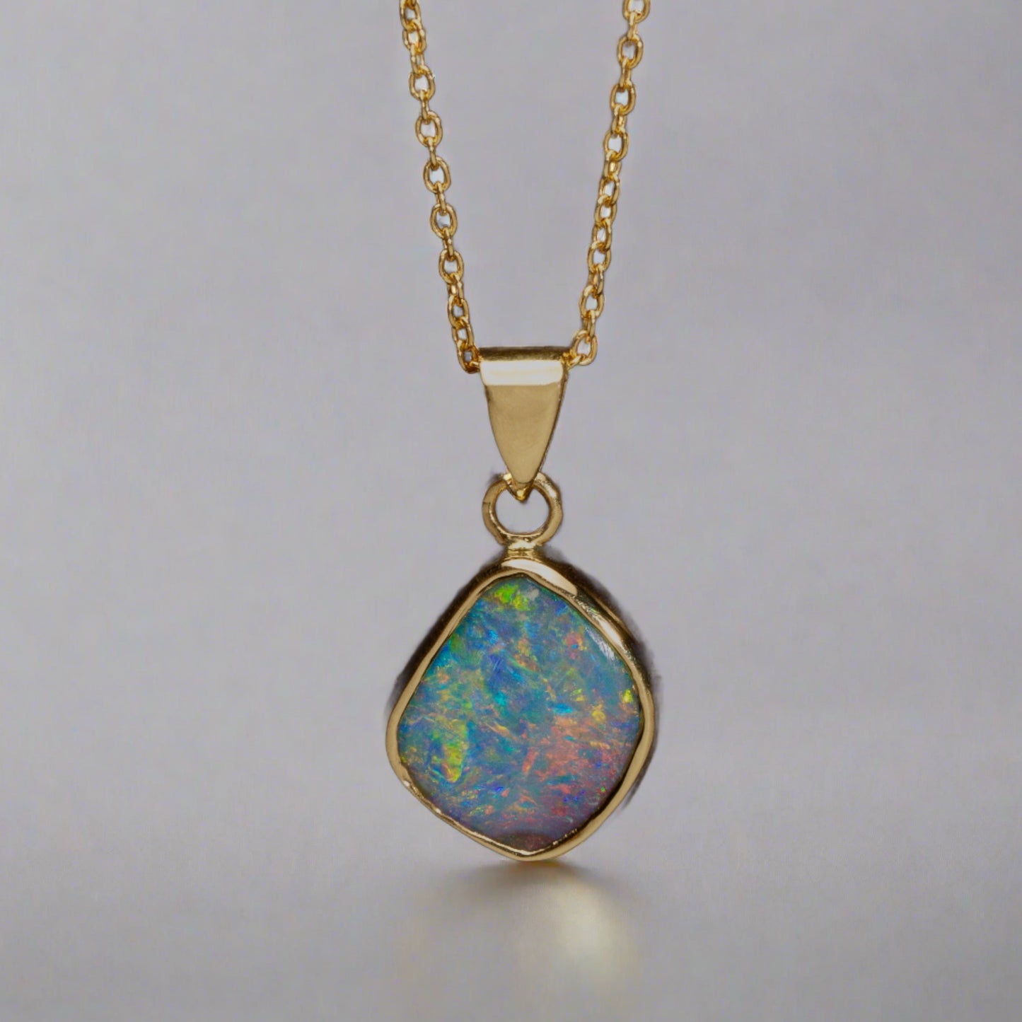 One-of-a-Kind  18k Gold Pendant with Vibrant Australian Boulder Opal