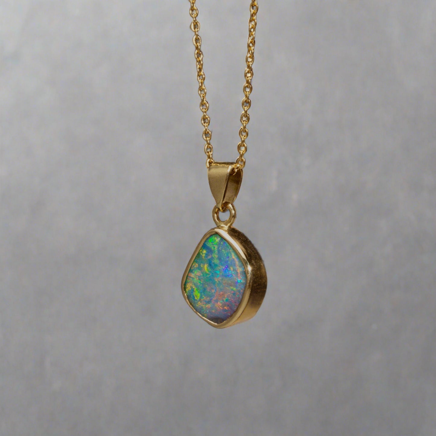 One-of-a-Kind  18k Gold Pendant with Vibrant Australian Boulder Opal