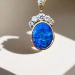 Breathtaking 18k gold  Australian Black Opal Diamond Pendant