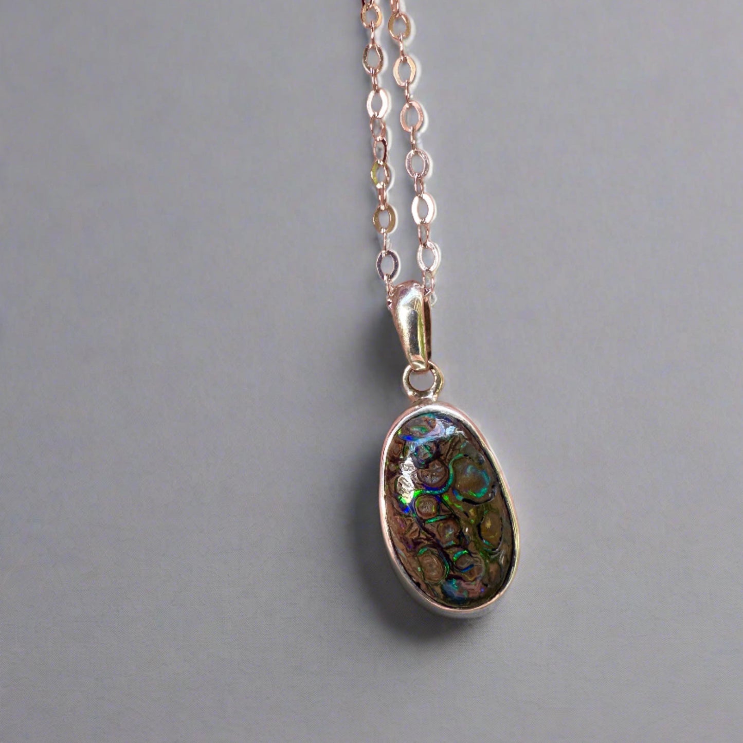 Australian Koriot Boulder Opal Sterling Silver Pendant