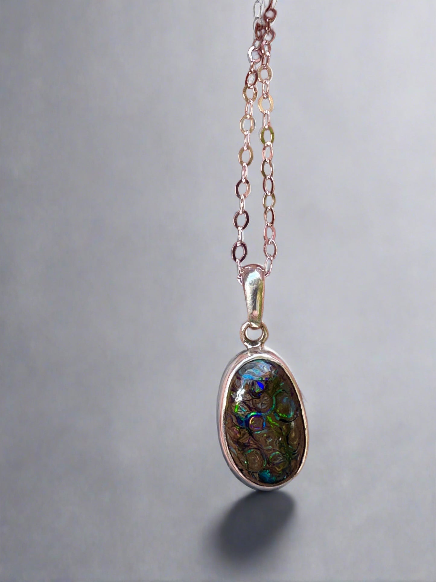 Australian Koriot Boulder Opal Sterling Silver Pendant