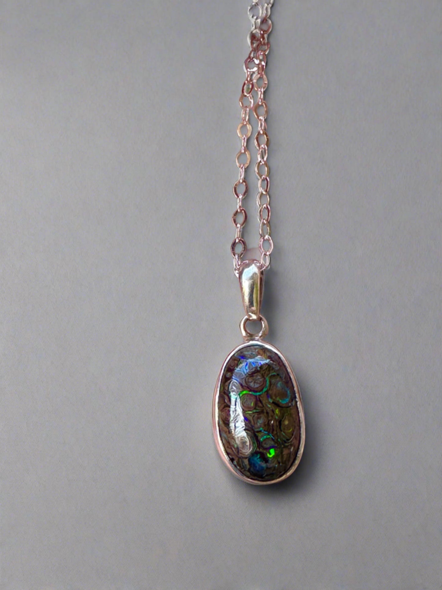 Australian Koriot Boulder Opal Sterling Silver Pendant