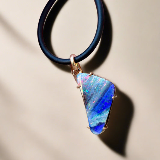 Australian Boulder Opal 9k Gold Pendant