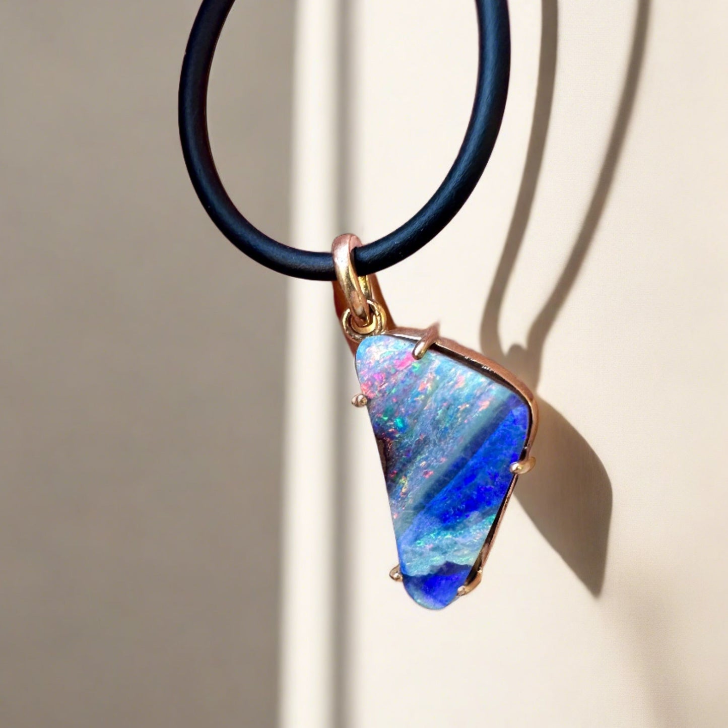 Australian Boulder Opal 9k Gold Pendant