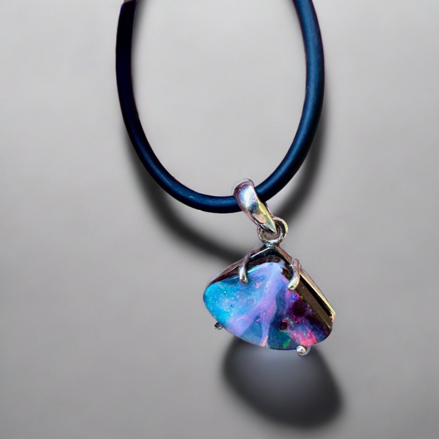 Colours of the Rainbow Sterling Silver Australian Boulder Opal  Pendant