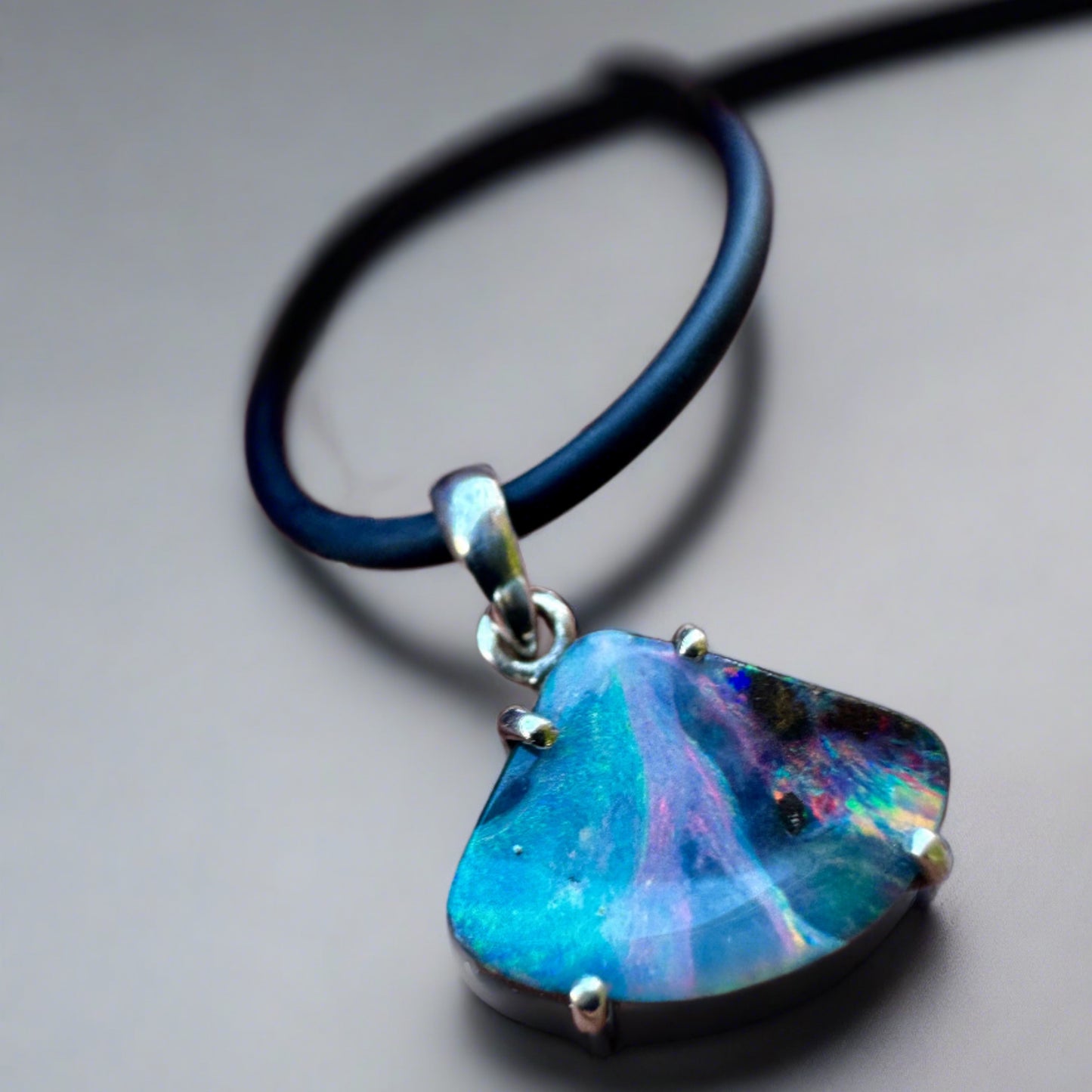 Colours of the Rainbow Sterling Silver Australian Boulder Opal  Pendant