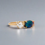 Elegant Statement Piece  Australian Black Opal Ring in 14k Gold