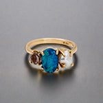 Elegant Statement Piece  Australian Black Opal Ring in 14k Gold