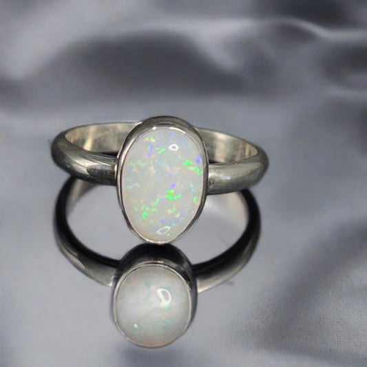 Sterling Silver Coober Pedy Australian Opal Ring