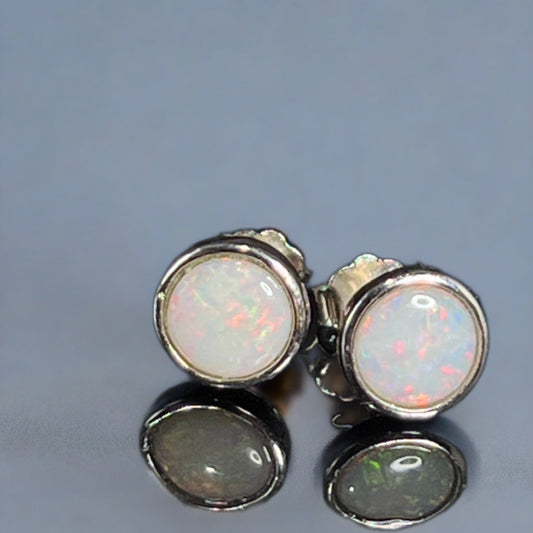 Australian Coober Pedy Opal Earrings Sterling Silver