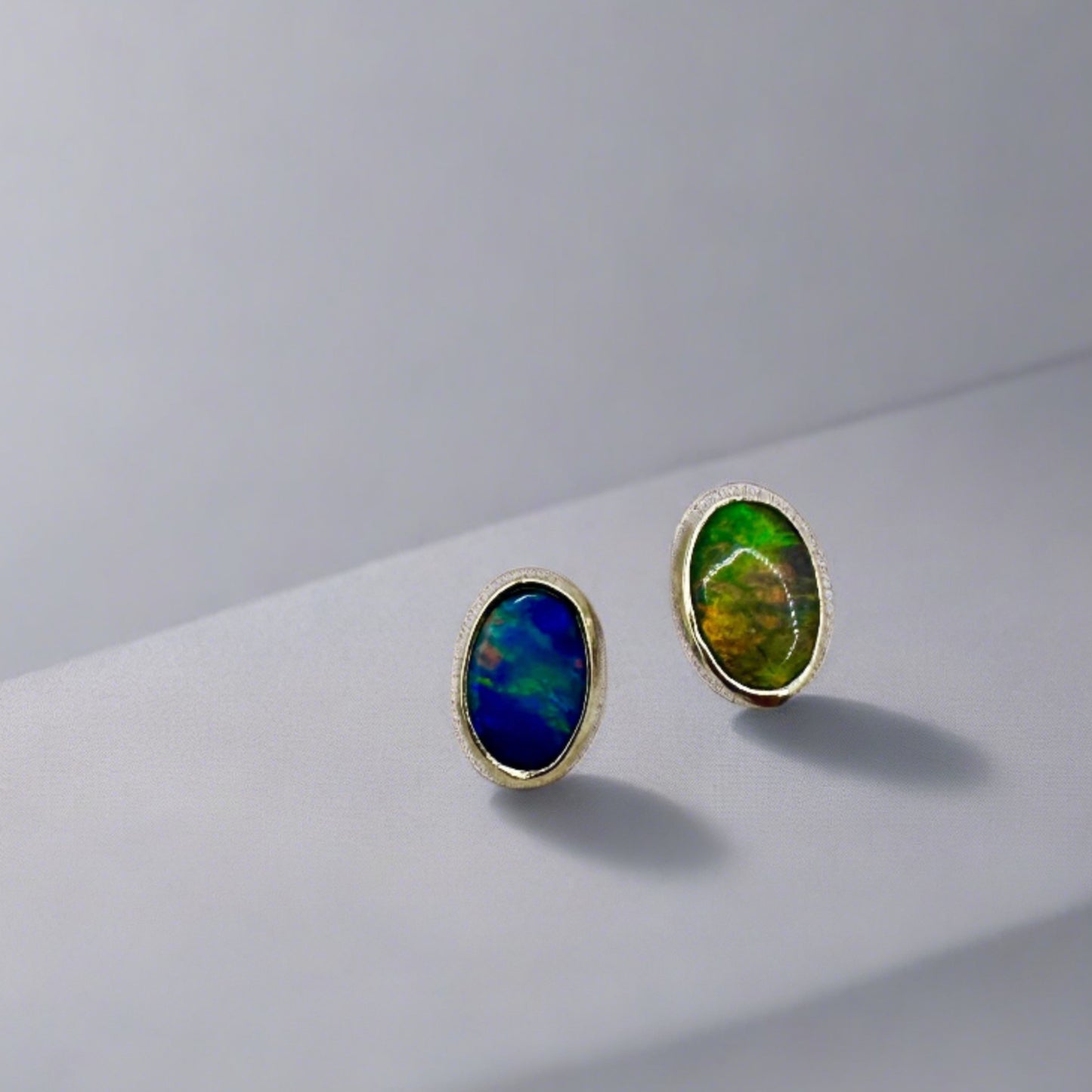 Australian Opal Doublet Sterling Silver Stud Earrings