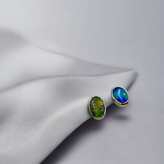 Australian Opal Doublet Sterling Silver Stud Earrings