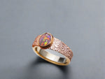 Sterling silver and 9k gold Lightning Ridge Black Opal Ring