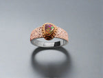 Sterling silver and 9k gold Lightning Ridge Black Opal Ring