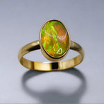 Handcrafted Lightning Ridge Opal Ring in 9k Gold