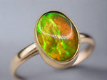 Handcrafted Lightning Ridge Opal Ring in 9k Gold