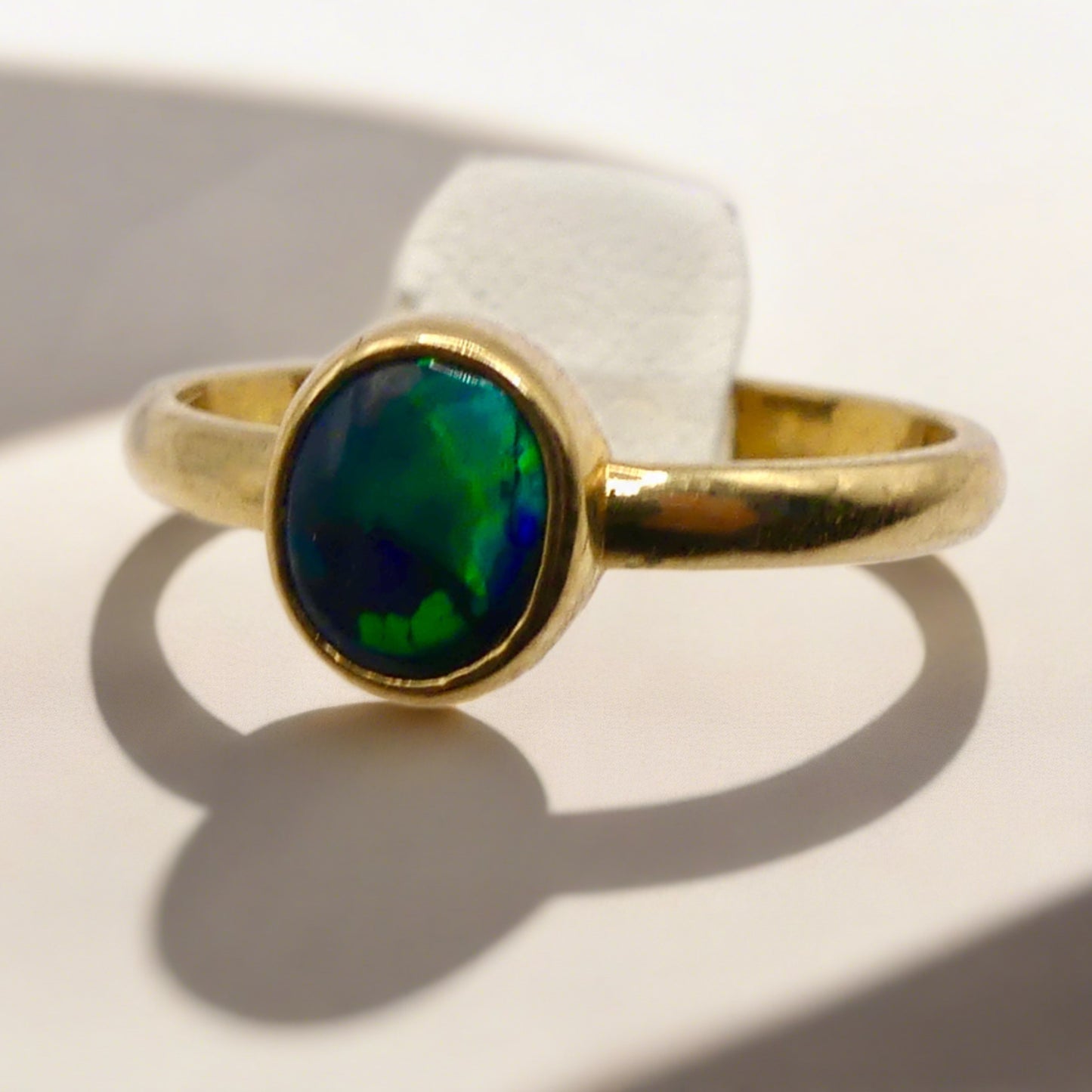 Genuine Australian Treasure in 9k Gold Lightning Ridge Opal Ring