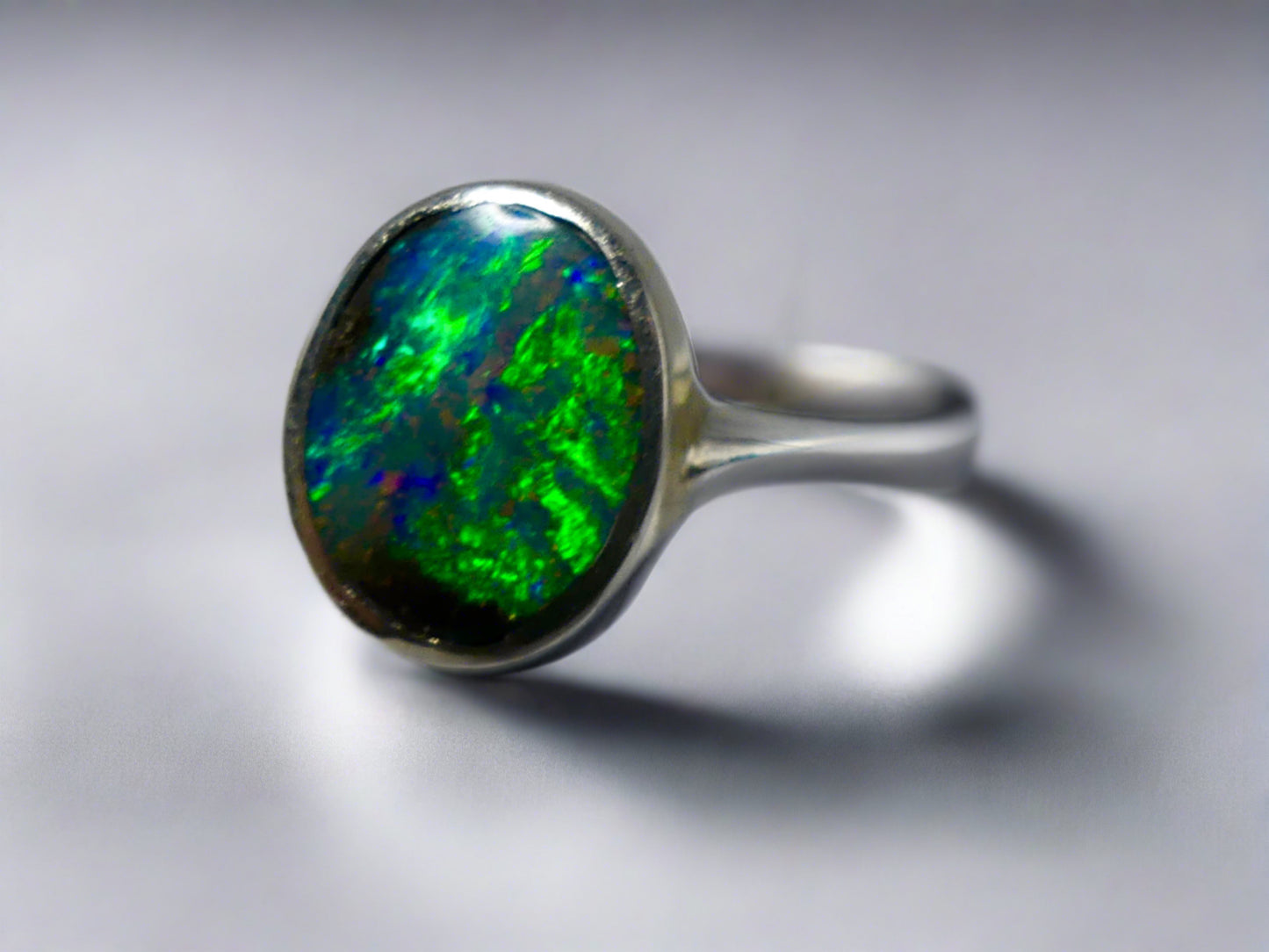 Sterling Silver Australian Boulder Opal  Ring