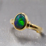 Elegant 9k Gold Ring Featuring Stunning Australian Black Opal