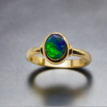 Elegant 9k Gold Ring Featuring Stunning Australian Black Opal