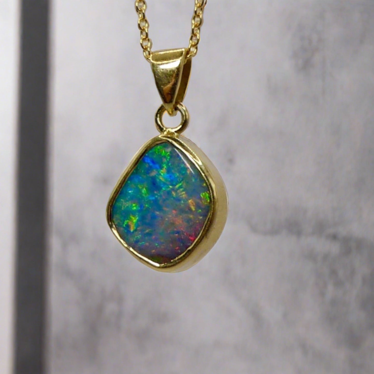 One-of-a-Kind  18k Gold Pendant with Vibrant Australian Boulder Opal