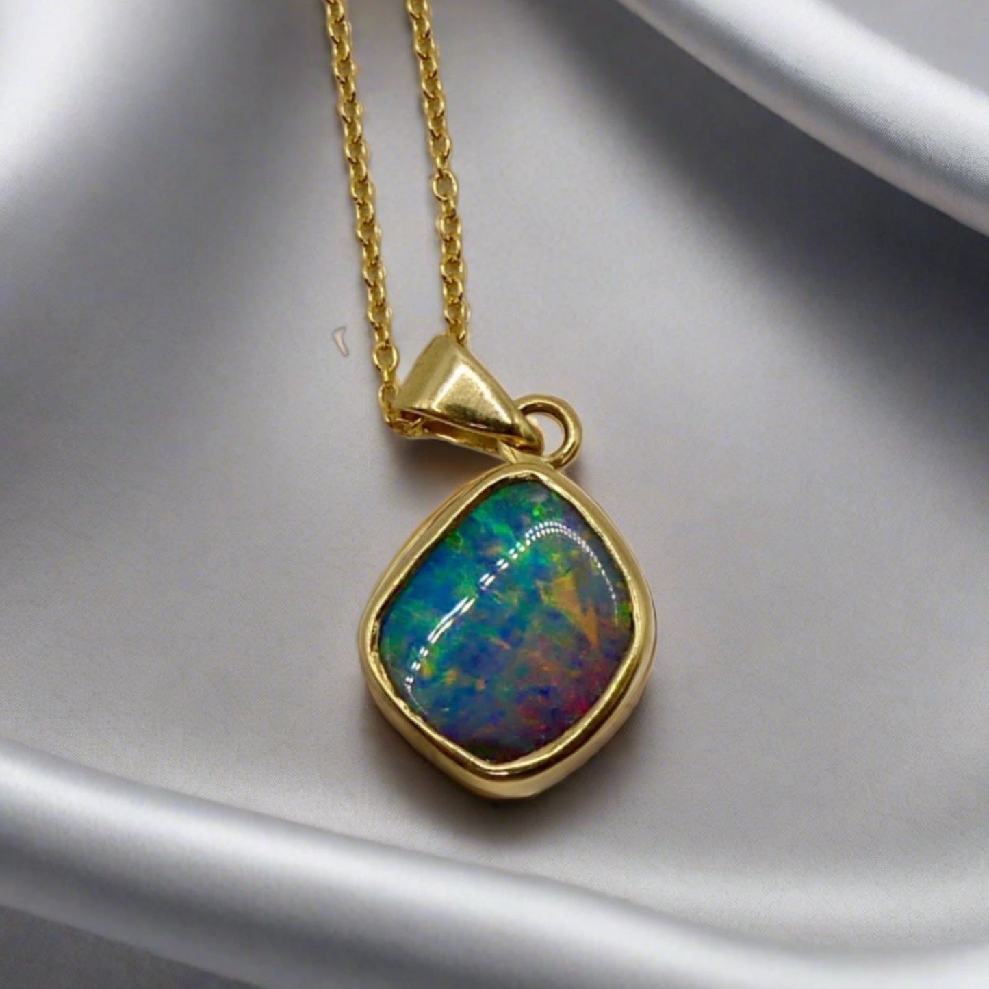 One-of-a-Kind  18k Gold Pendant with Vibrant Australian Boulder Opal