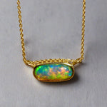 Vibrant 18k Gold Australian Crystal Opal Pendant Breathtaking Beauty