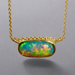 Vibrant 18k Gold Australian Crystal Opal Pendant Breathtaking Beauty