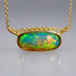 Vibrant 18k Gold Australian Crystal Opal Pendant Breathtaking Beauty