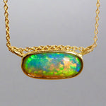 Vibrant 18k Gold Australian Crystal Opal Pendant Breathtaking Beauty