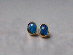 Australian Opal Earrings Elegant 14k Gold with Lightning Ridge Black Opal