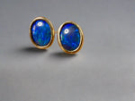 Australian Opal Earrings Elegant 14k Gold with Lightning Ridge Black Opal