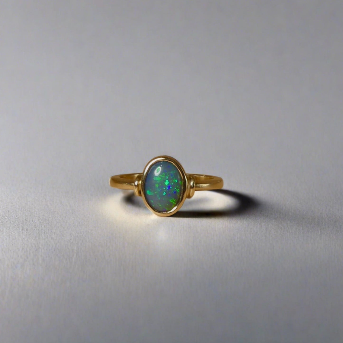 Luxurious Lightning Ridge Black Opal Ring Set in 9k Gold