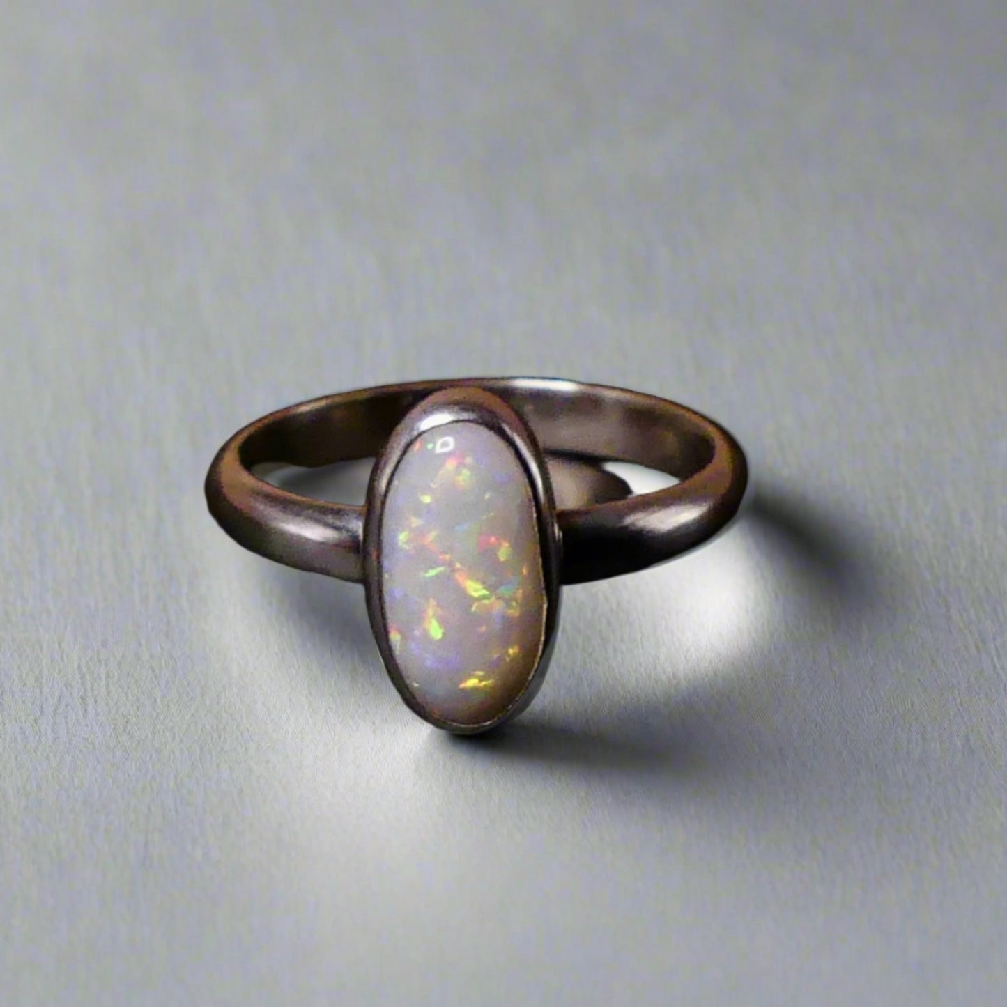 Sterling Silver Coober Pedy Australian Opal Ring