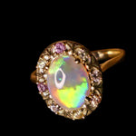 Elegant 14k Gold Ring featuring Australian Opal and Sapphire