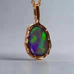 Exquisite Lightning Ridge Opal Pendant in 9k Gold - One-of-a-Kind Design