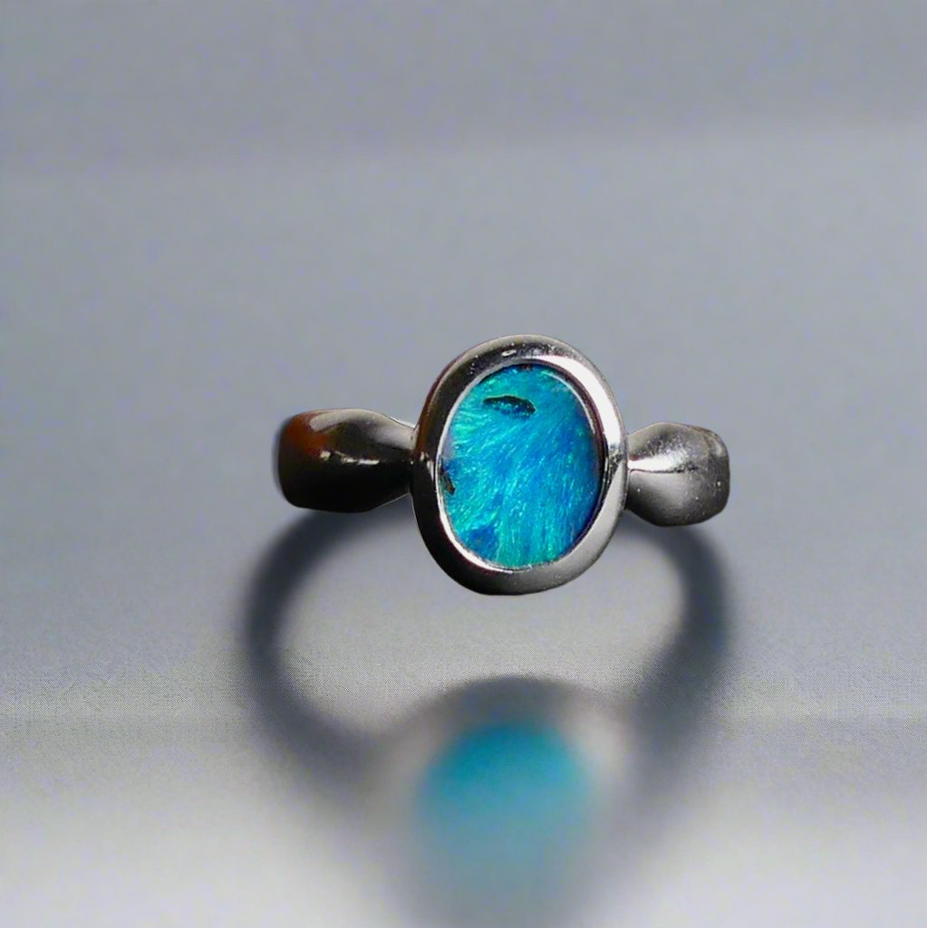 Vibrant Sterling Silver Boulder Opal Ring