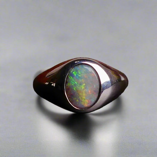 Vibrant Sterling Silver Boulder Opal Ring