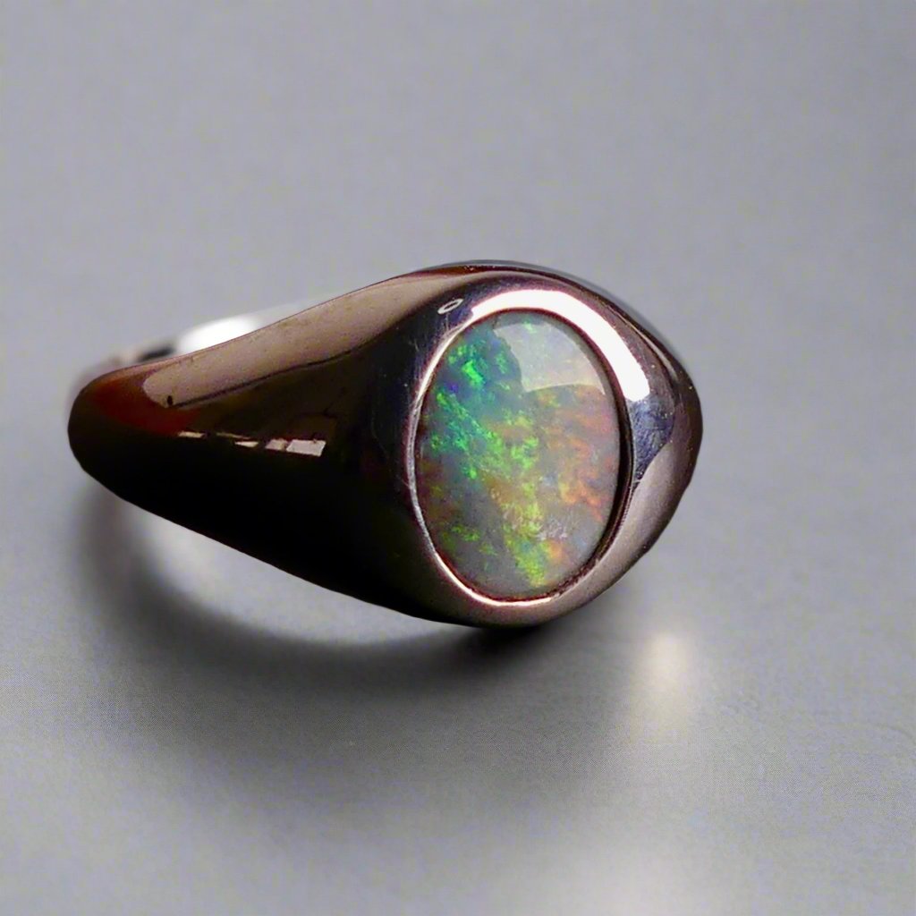 Vibrant Sterling Silver Boulder Opal Ring