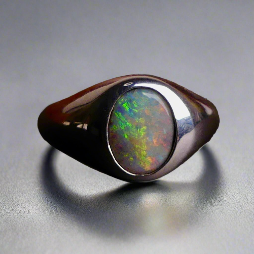 Vibrant Sterling Silver Boulder Opal Ring