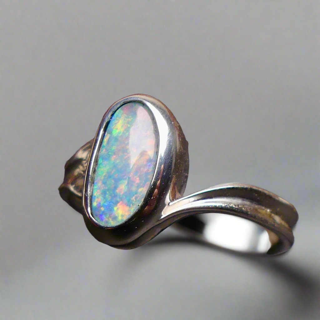 Vibrant Sterling Silver Australian Boulder Opal Ring