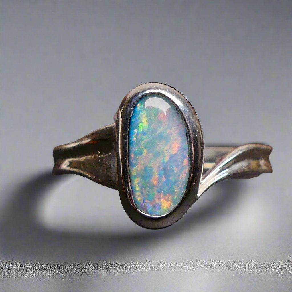 Vibrant Sterling Silver Australian Boulder Opal Ring