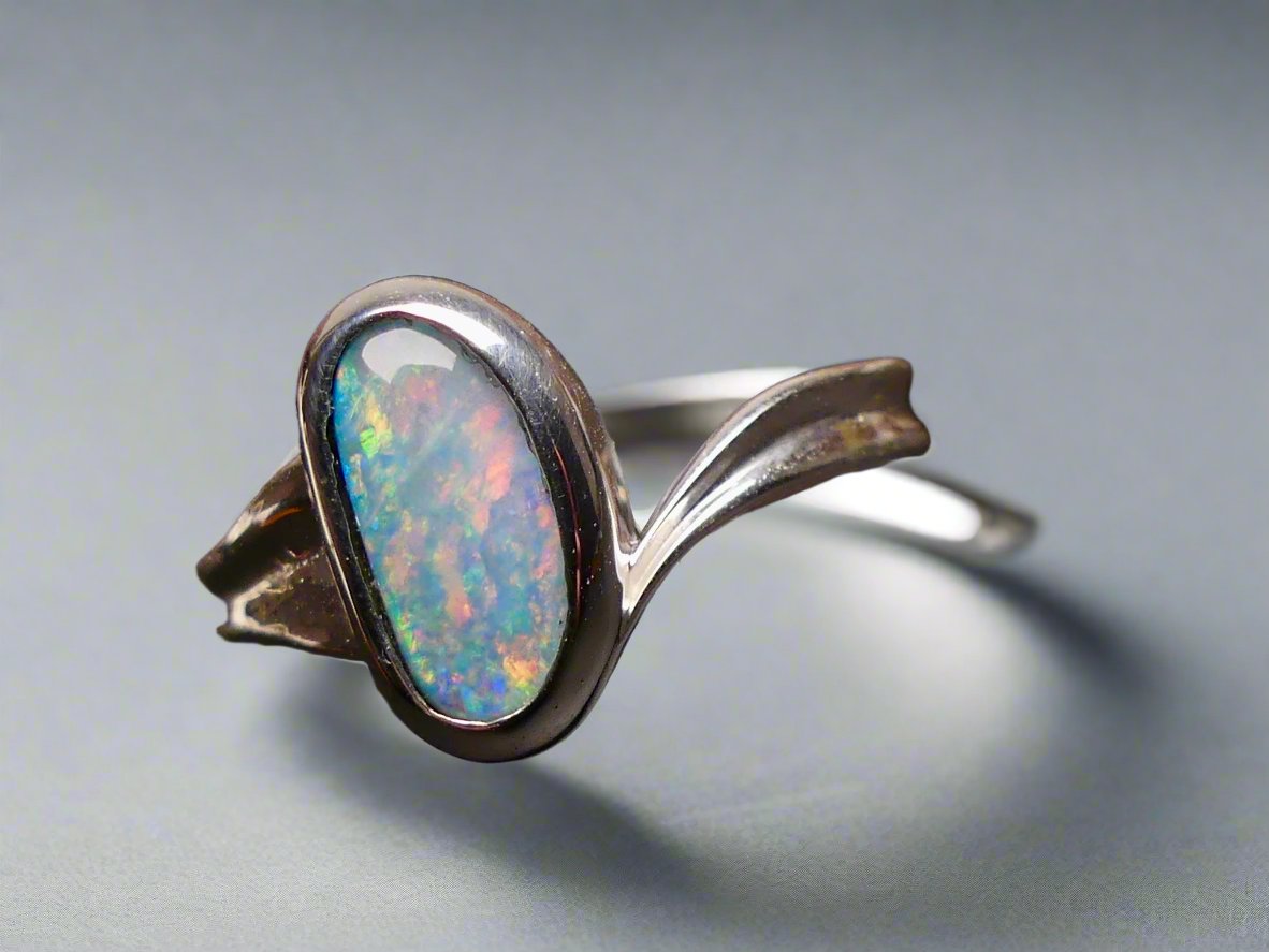 Vibrant Sterling Silver Australian Boulder Opal Ring