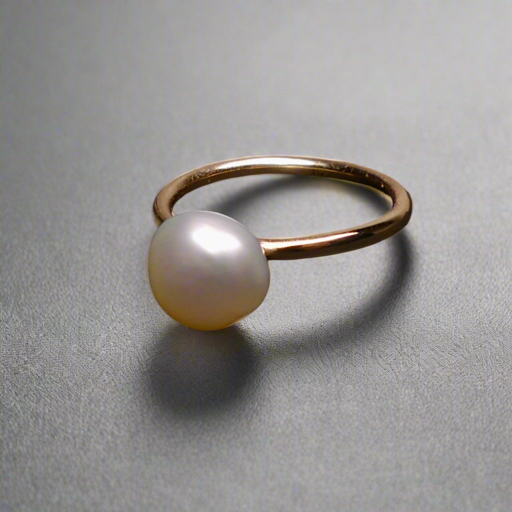 Lustrous Keshi Pearl 9k Gold Ring - Handcrafted Luxury