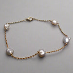 Elegant Keshi Pearl 9k Gold Bracelet