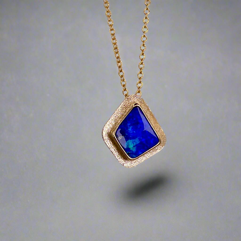 Luxurious  Australian Boulder Opal 18k Gold Pendant