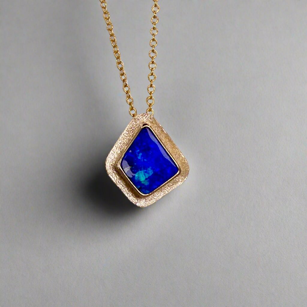 Luxurious  Australian Boulder Opal 18k Gold Pendant