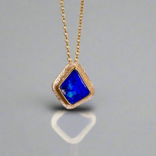 Luxurious  Australian Boulder Opal 18k Gold Pendant