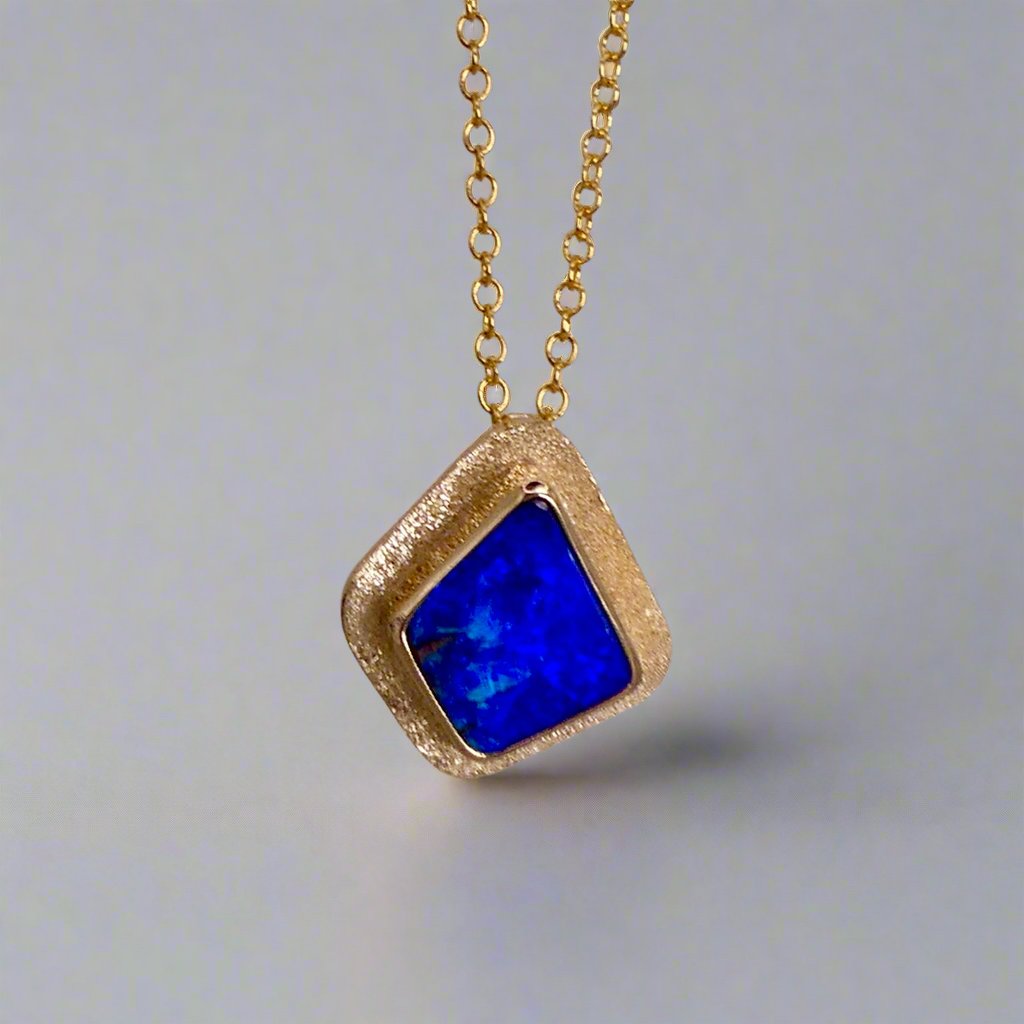 Luxurious  Australian Boulder Opal 18k Gold Pendant