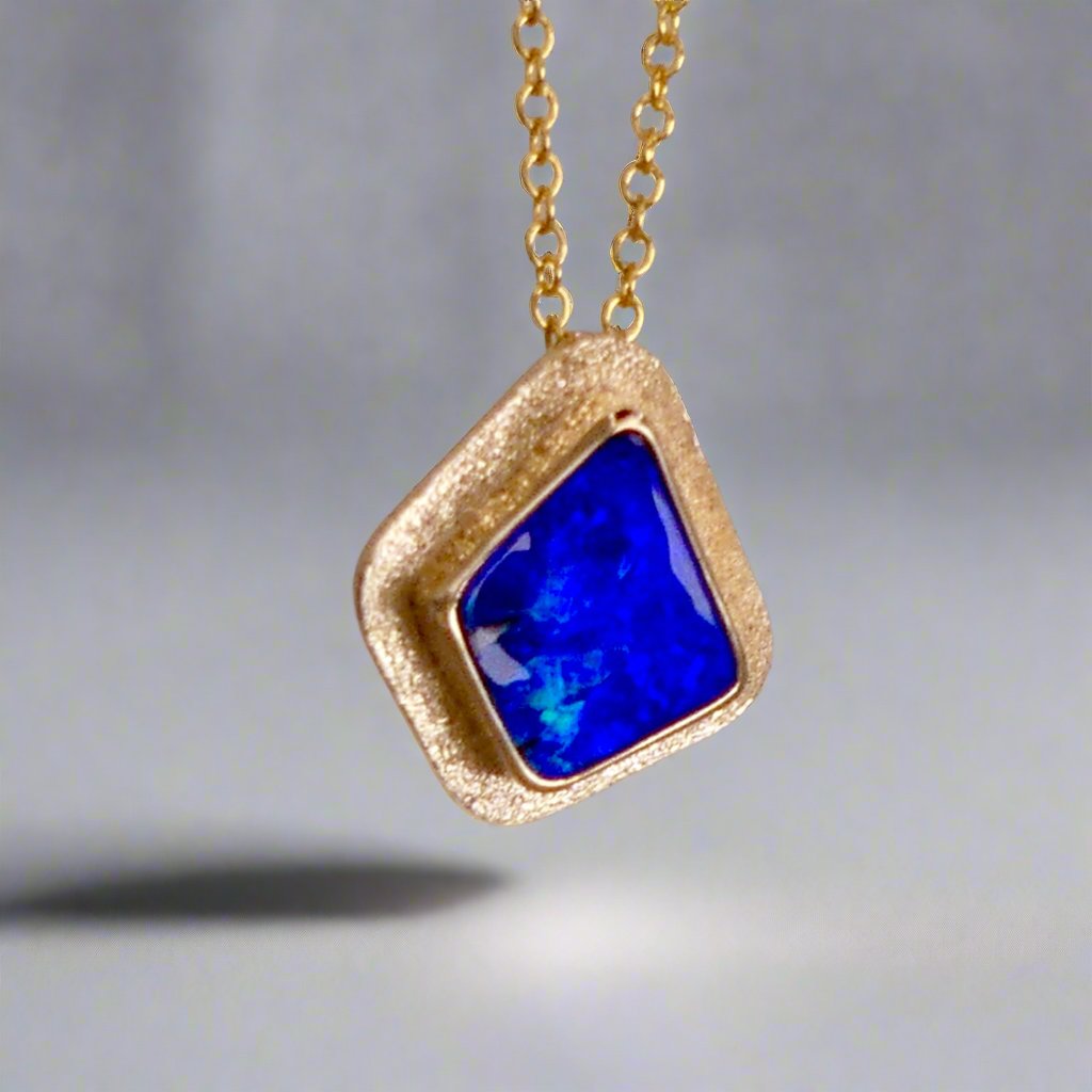 Luxurious  Australian Boulder Opal 18k Gold Pendant